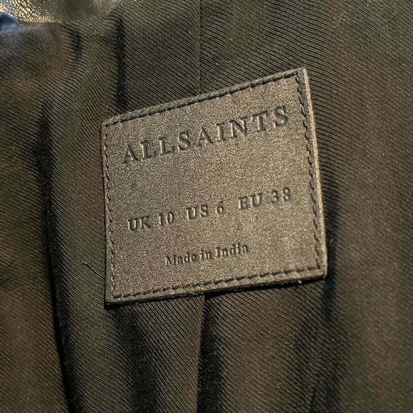 💥SOLD💥 All Saints BRYDEN Belted Black Leather Moto Jacket UK 10 / US 6 - Picture 4 of 5
